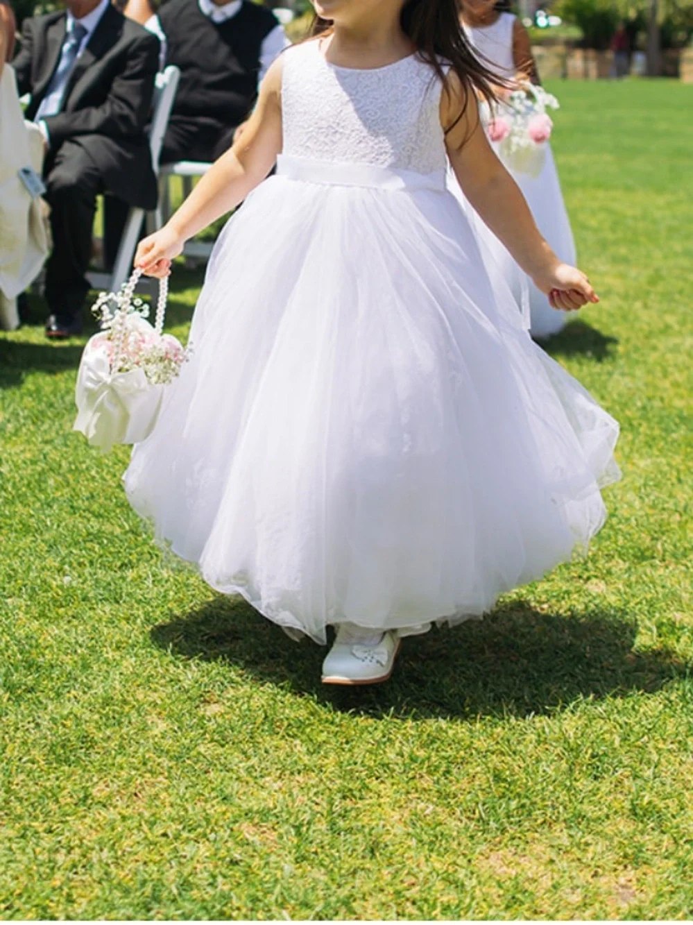 David’s Bridal Ball Gown Flower Girl Dress with Heart Cutout STYLE# RK1368